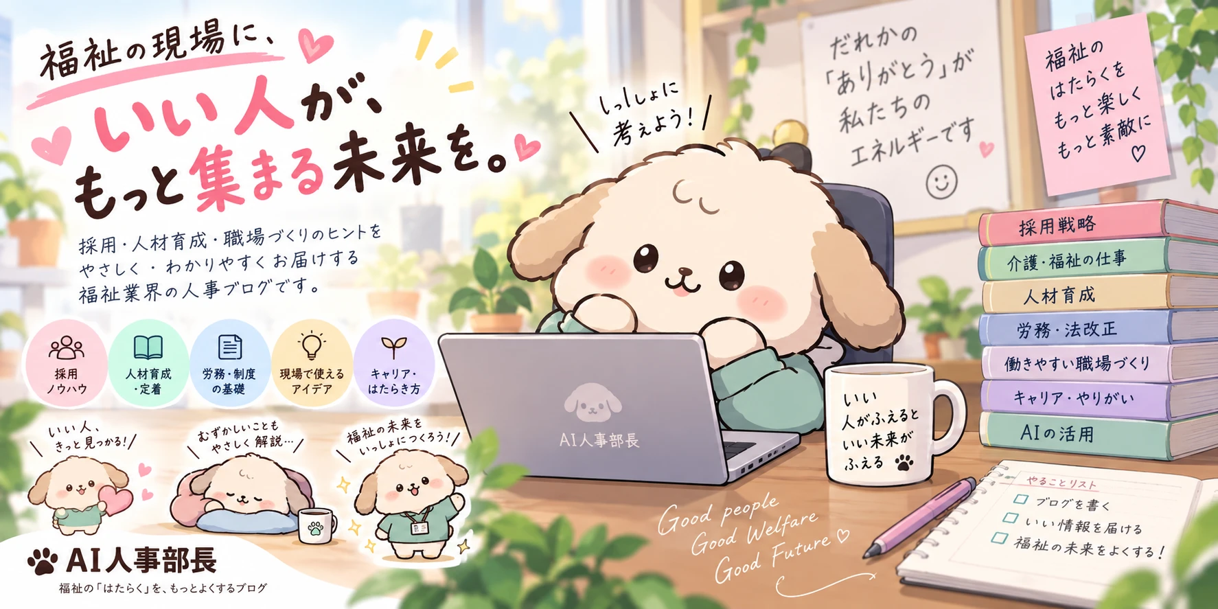 福祉の現場に、いい人がもっと集まる未来を。採用・人材育成・職場づくりのヒントをやさしく・わかりやすくお届けする福祉業界の人事ブログ「AI人事部長」